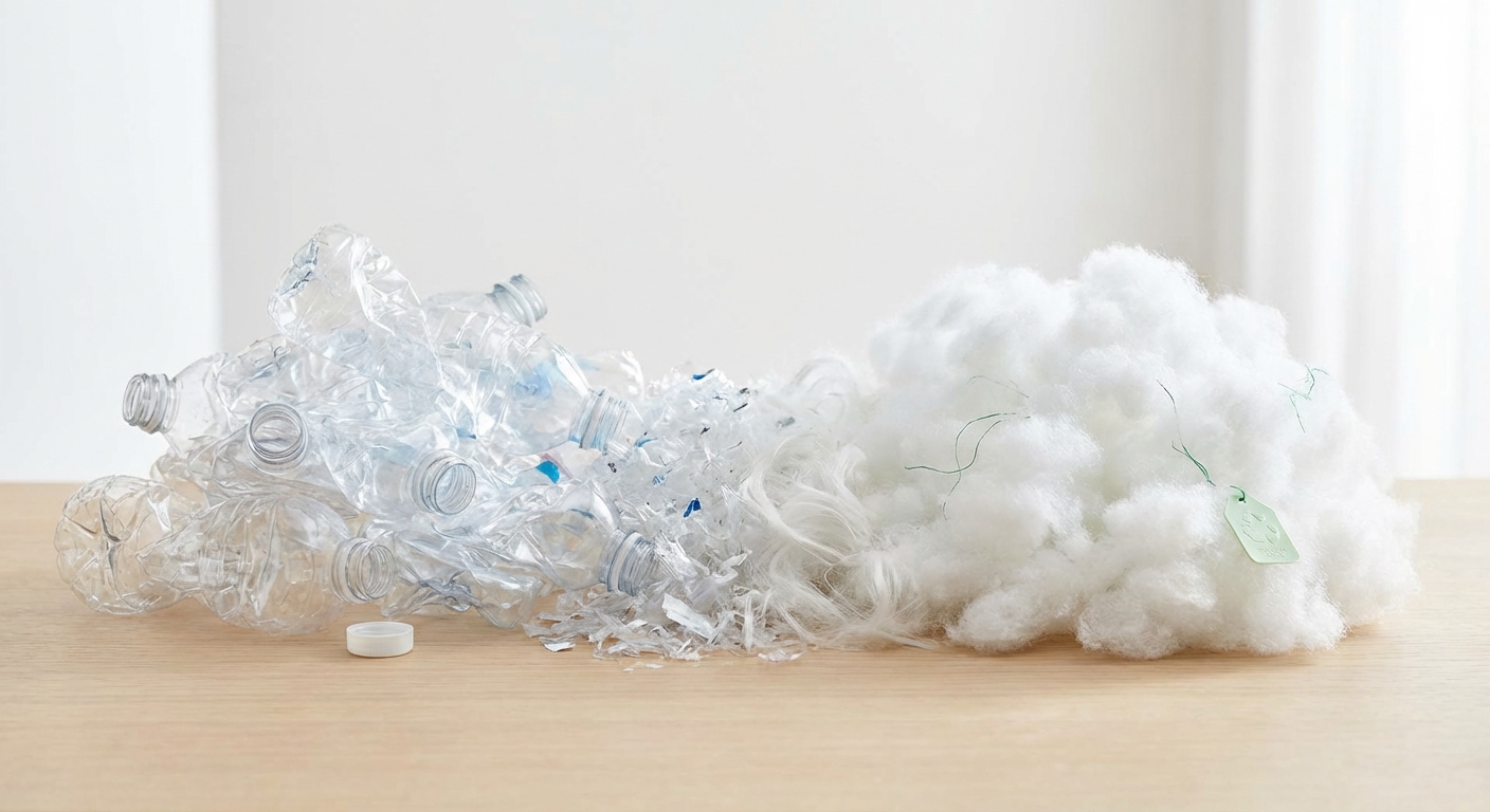 Taaskasutatud plastpudelitest valmistatud sünteetiline soojustus lasteriiete jaoks